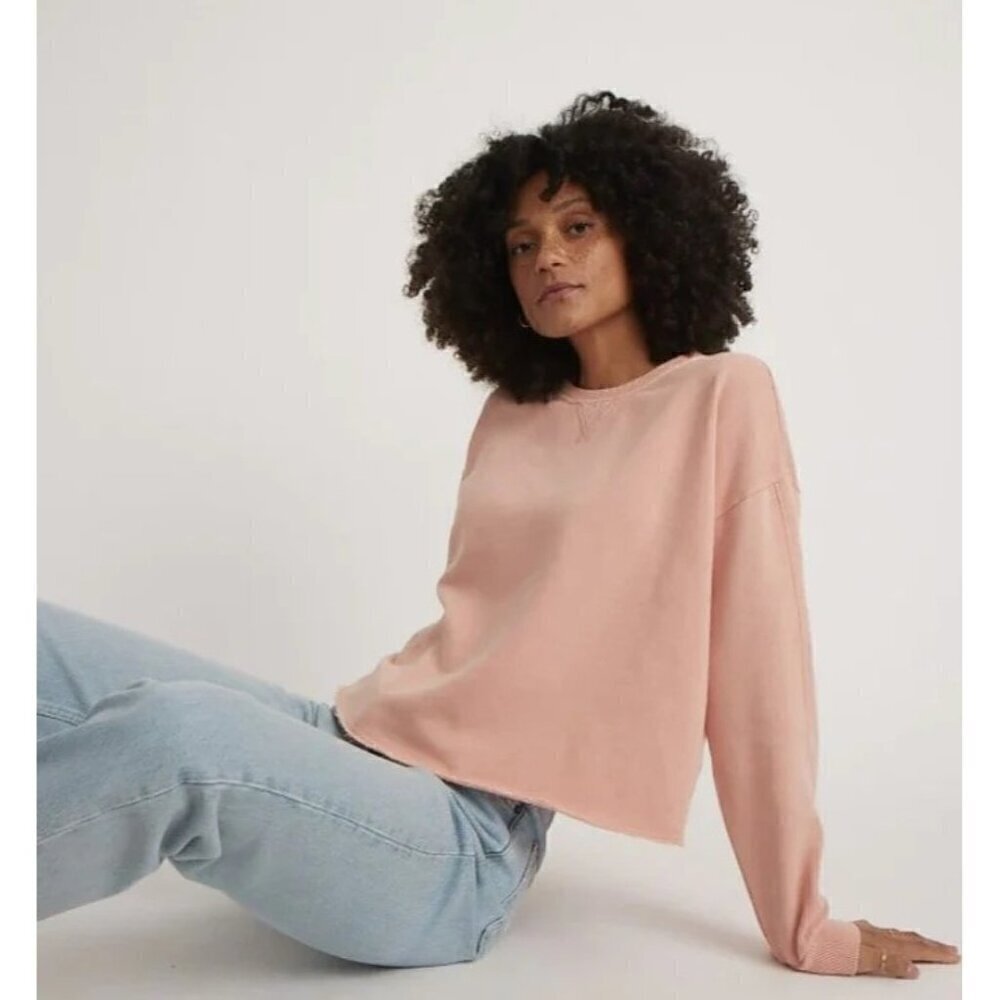 Marine Layer Shiloh seashell pink cropped sweatshirt size S